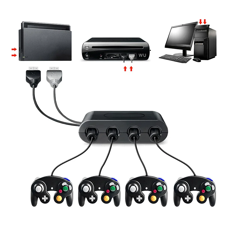 Adaptador Usb 4 Controles Gamecube Compatível Switch Wii U E PC Usb Adaptador Usb 4 Controles Gamecube Compatível Switch Wii U E PC Usb