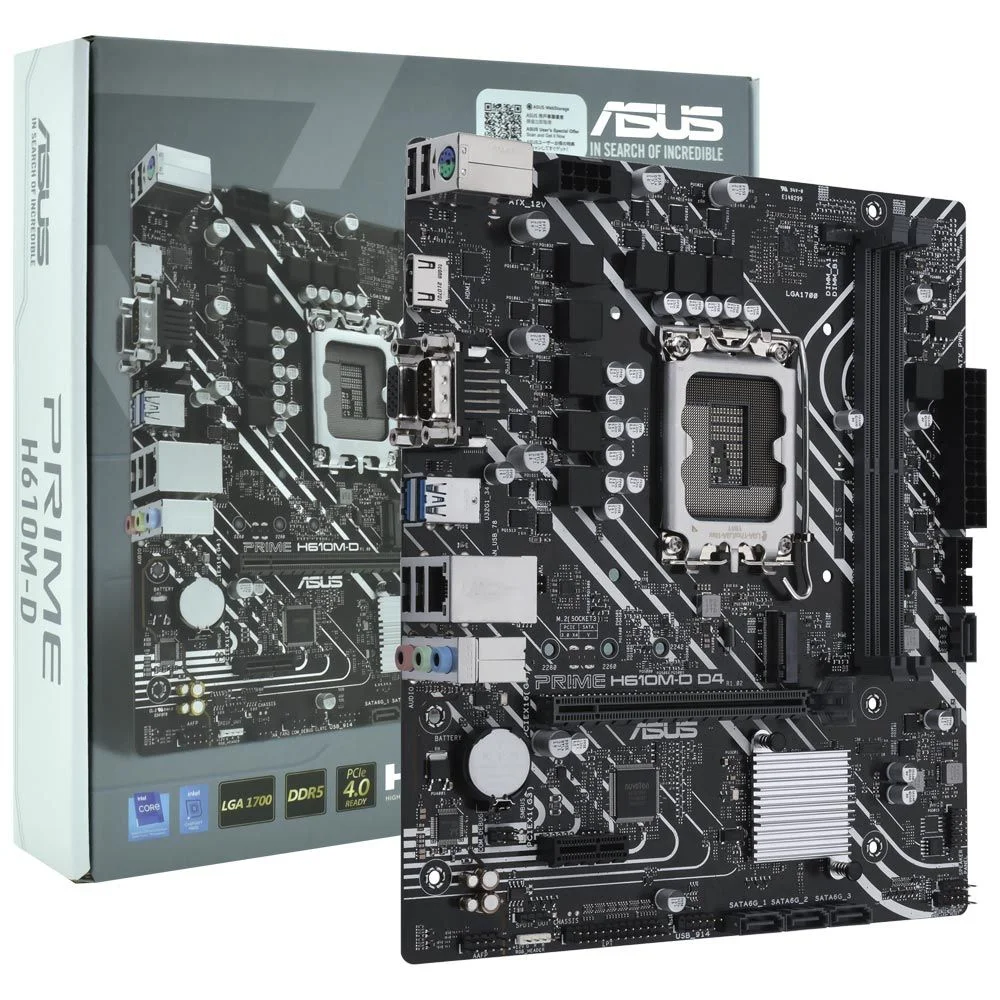 Placa Mãe Intel H610m-d LGA 1700 Micro-atx Ddr5 PCie 4.0 Slot M.2 Realtek 1 Gb Ethernet HDMI Vga Usb 3.2 Gen 1 Sata 6 G Placa Mãe Intel H610m-d LGA 1700 Micro-atx Ddr5 PCie 4.0 Slot M.2 Realtek 1 Gb Ethernet HDMI Vga Usb 3.2 Gen 1 Sata 6 G