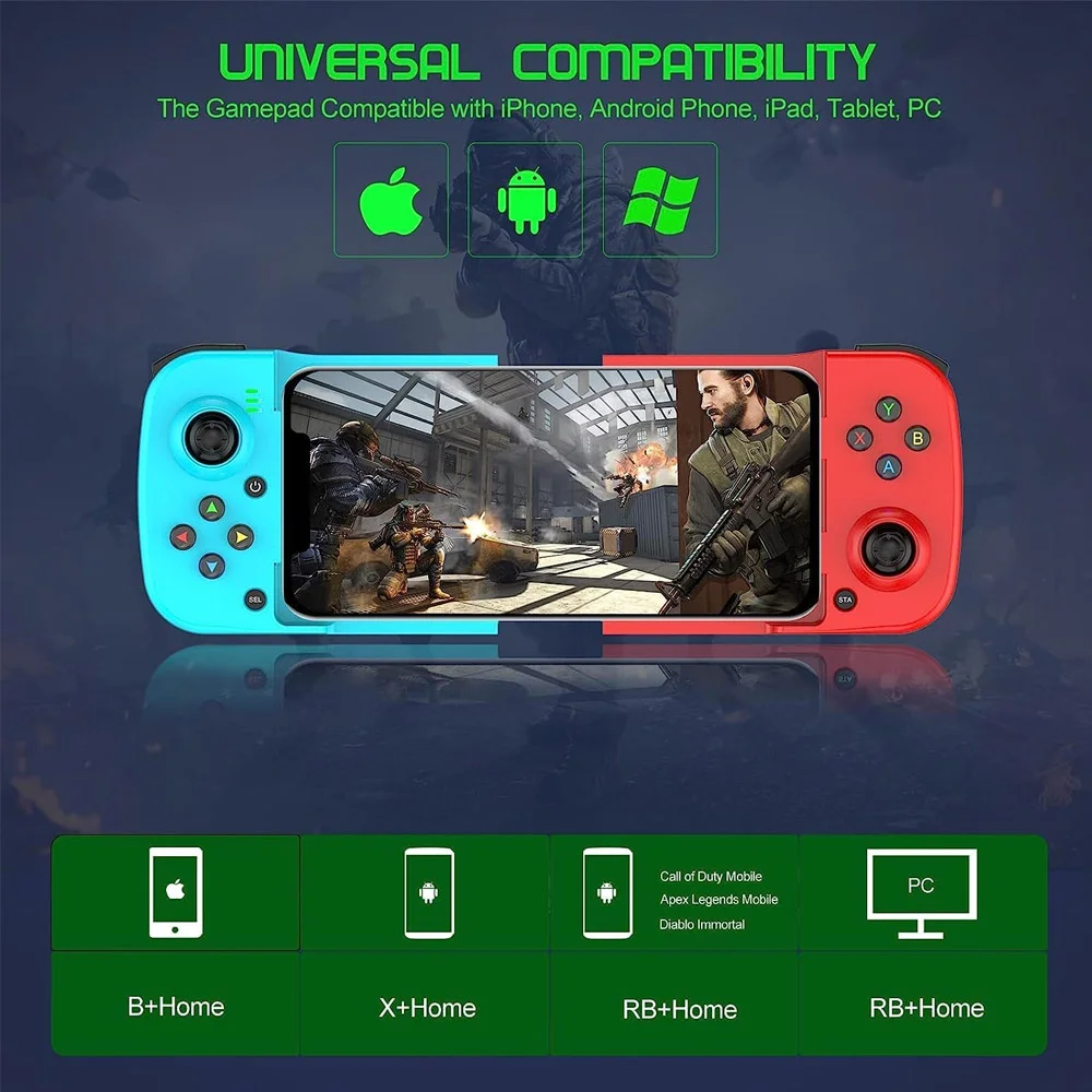 Gamepad Bsp-d3 - Controle Sem Fio Bluetooth - Compatível C/ Android E Ios - Recarregável Ergonomico Cor:branco Gamepad Bsp-d3 - Controle Sem Fio Bluetooth - Compatível C/ Android E Ios - Recarregável Ergonomico Cor:branco