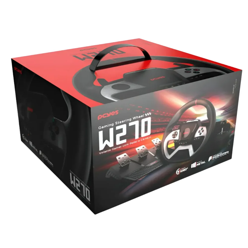 Volante Gamer PCyes W270 P/ PC, XBOX,ps4 Com Pedais E Câmbio