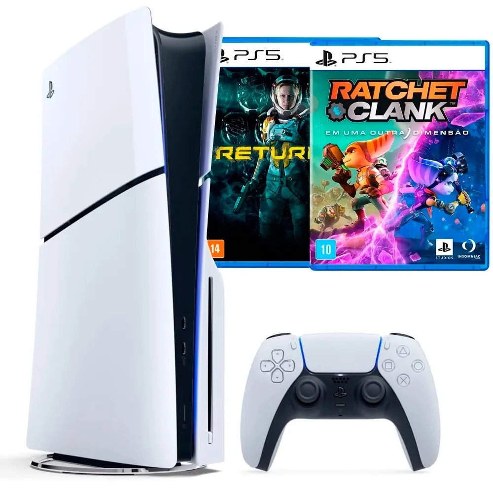 Console Sony Playstation 5 Slim 1TB Cfi-2015b 8k + Jogos Returnal / ratchet Console Sony Playstation 5 Slim 1TB Cfi-2015b 8k + Jogos Returnal / ratchet