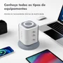 Torre De Tomadas Branca 9 Tomadas + 4 Usb + 1 Type-c Cabo Proteção Contra Sobrecarga 2 Metros