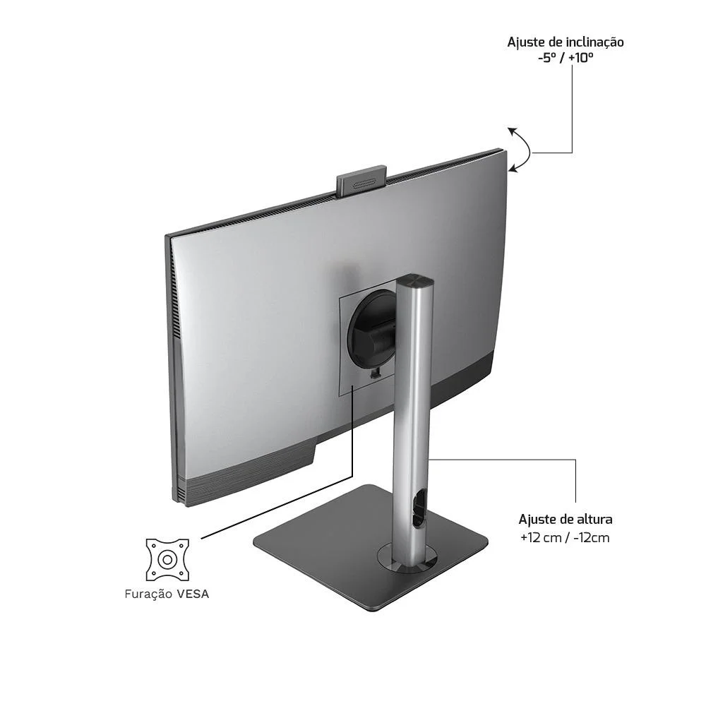 "Computador All In One 24"", Intel Core i5 12400 12ª Geração, 16gb Ddr4, SSD 256gb, Webcam, Wifi, Bluetooth, Hq Silver Aihqp-004" em Campinas - foto 3