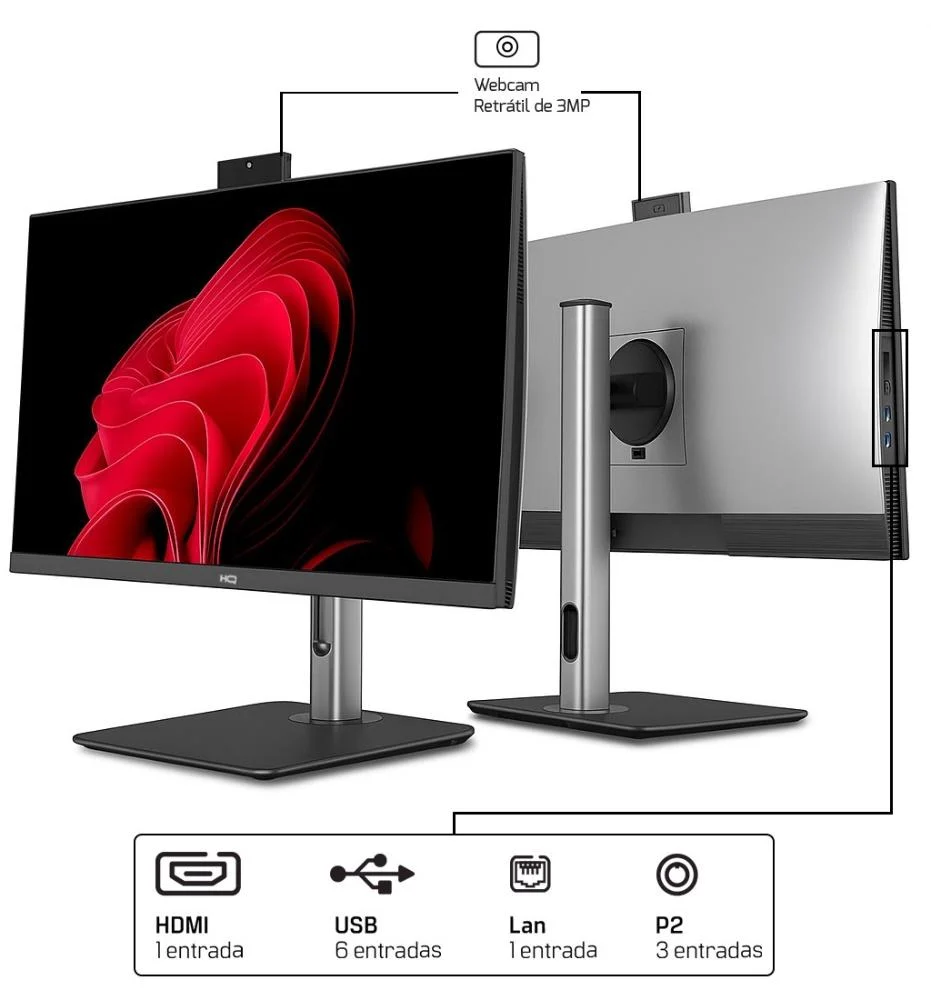"Computador All In One 24"", Intel Core i5 12400 12ª Geração, 16gb Ddr4, SSD 256gb, Webcam, Wifi, Bluetooth, Hq Silver Aihqp-004" em Campinas - foto 4