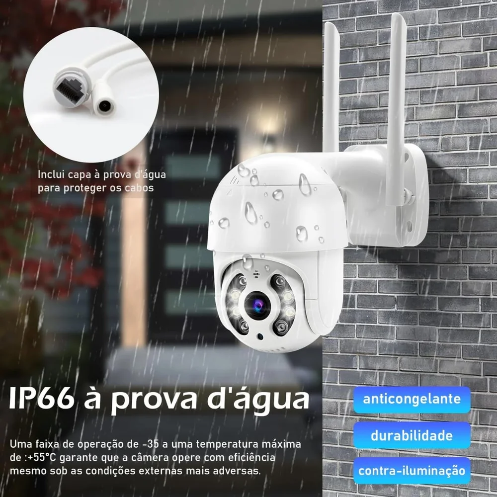 Câmera Externa Inteligente A8 WiFi 1080P com Viso