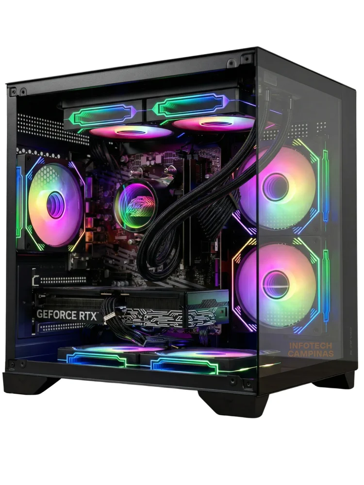 PC Gamer Full Black Ryzen 7 5700x | RTX 5060 Ti 16gb | 32gb Ddr4 | SSD Nvme 1TB | Water Cooler 240mm | Fonte 750w | Win11 Pro