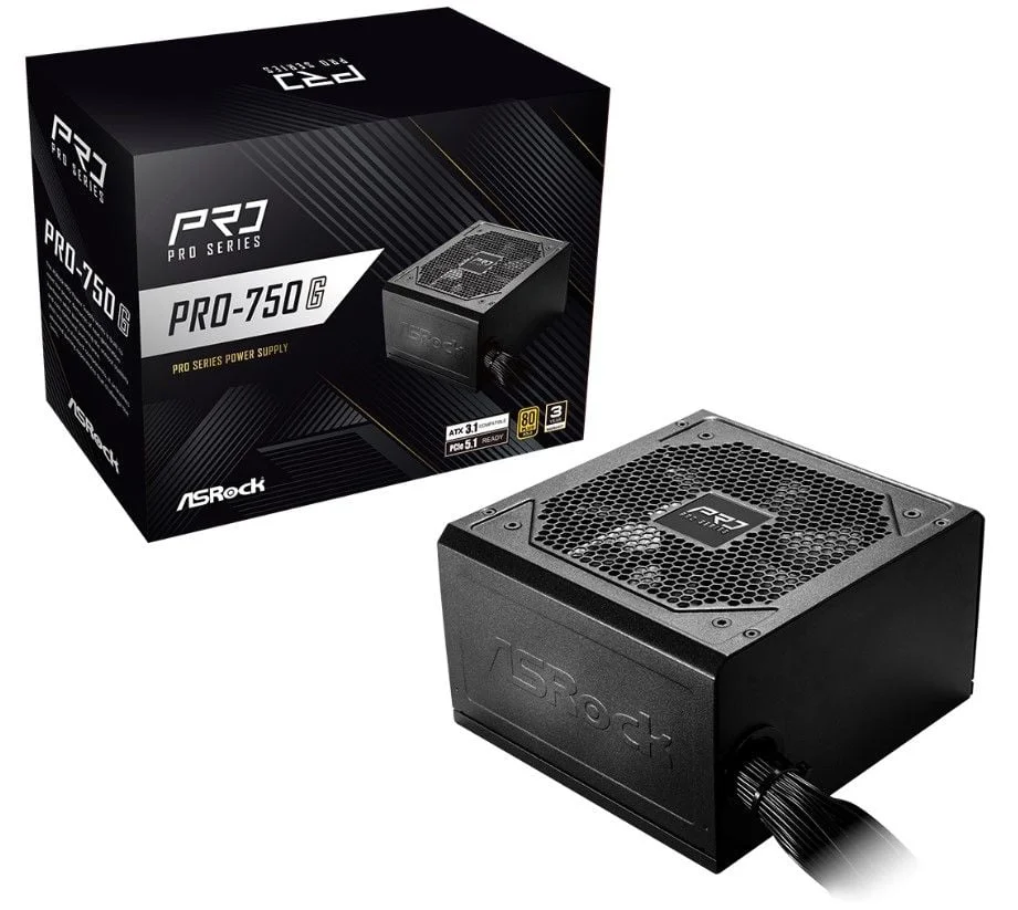 Fonte Asrock Pro 750w 80 Plus Gold Atx 3.1 - Pro-750g Fonte Asrock Pro 750w 80 Plus Gold Atx 3.1 - Pro-750g