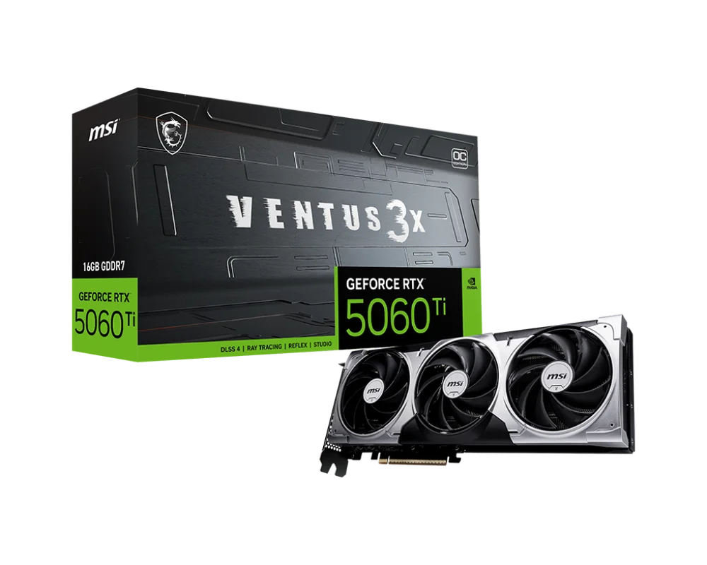 Placa De Vídeo Msi Geforce RTX 5060 Ti Ventus 3x Oc, 16gb Gddr7, 128-bit, Dlss, Ray Tracing - G506t-16v3c