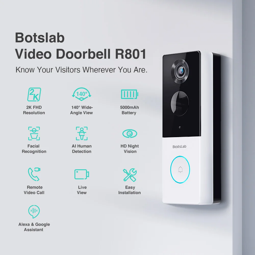 Botslab Campanhia Video Doorbell R801 Câmera Wifi Hd Botslab Campanhia Video Doorbell R801 Câmera Wifi Hd