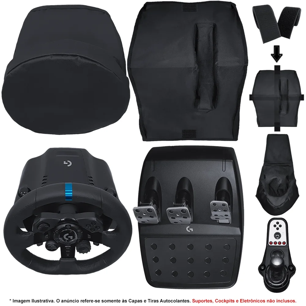Kit Capas Protetoras Qualicapas Compatíveis com Volante, Base, Pedal + Capa P/ Câmbio G25 G27 Racing Shifter Logitech Kit Capas Protetoras Qualicapas Compatíveis com Volante, Base, Pedal + Capa P/ Câmbio G25 G27 Racing Shifter Logitech