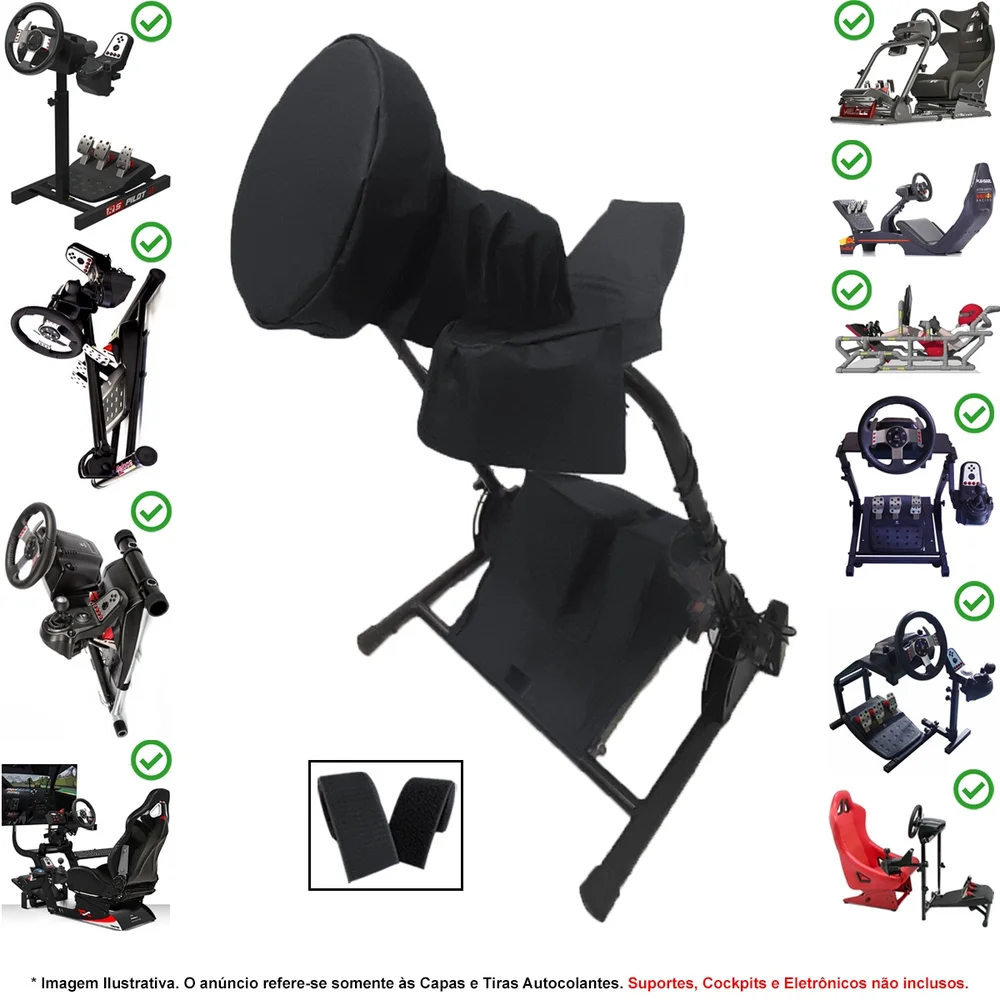 Kit Capas Protetoras Qualicapas Compatíveis com Volante, Base, Pedal + Capa P/ Câmbio G25 G27 Racing Shifter Logitech Kit Capas Protetoras Qualicapas Compatíveis com Volante, Base, Pedal + Capa P/ Câmbio G25 G27 Racing Shifter Logitech