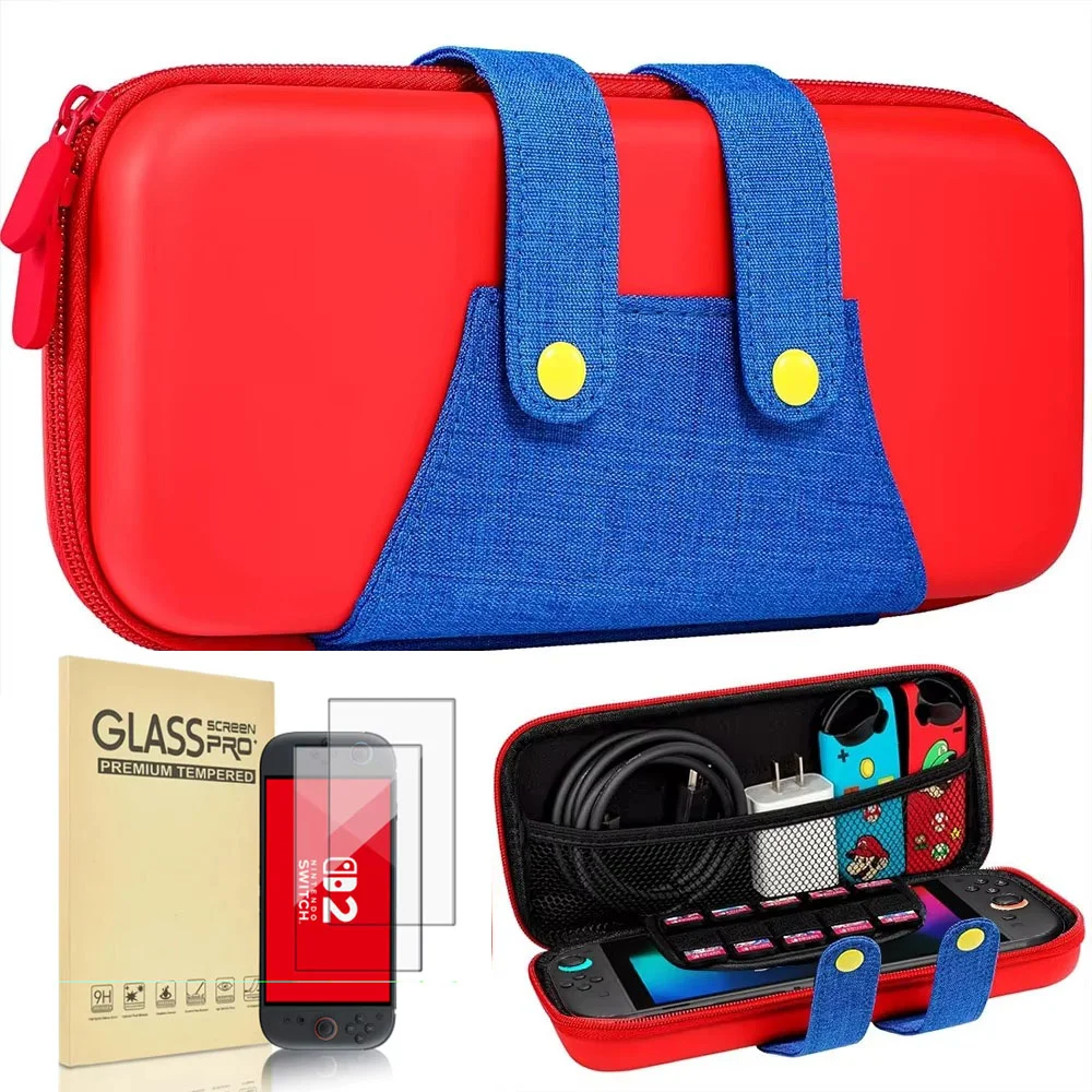 Case Nintendo Switch 2 Mario Bolsa Mão + 2 Película De Vidro Case Nintendo Switch 2 Mario Bolsa Mão + 2 Película De Vidro