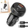 Carregador Veicular Turbo 60w Mts Com Cabo Ios Para Automóvel – 2 Portas Usb + Usb-c, Carrega 2 Dispositivos Ao Mesmo Tempo, Alta Velocidade, Potente 9.1a, Compatível Com Iphone E Android