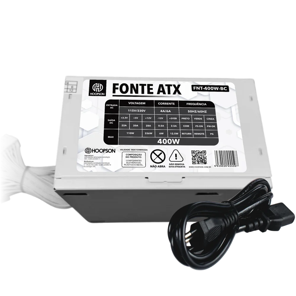 Fonte De Alimentação Atx Gamer Branca 400w Real Fnt-400w-bc Fonte De Alimentação Atx Gamer Branca 400w Real Fnt-400w-bc
