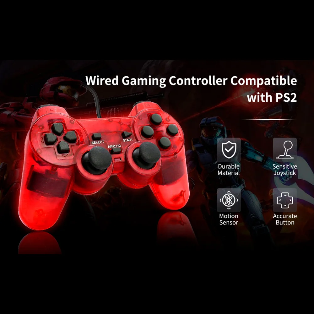 Controle Compatível Com Ps2 Doubleshock 2 Transparente Controle Compatível Com Ps2 Doubleshock 2 Transparente