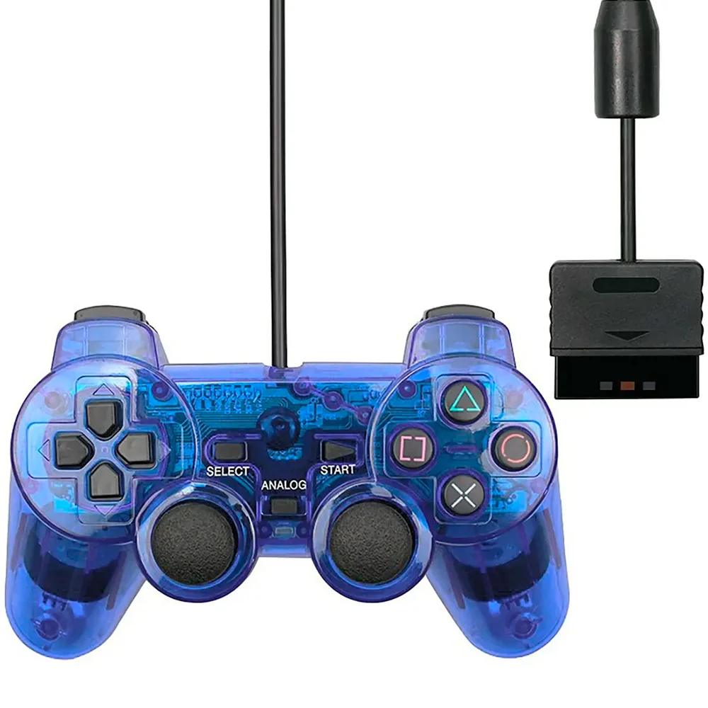 Controle Compatível Com Ps2 Doubleshock 2 Transparente Controle Compatível Com Ps2 Doubleshock 2 Transparente