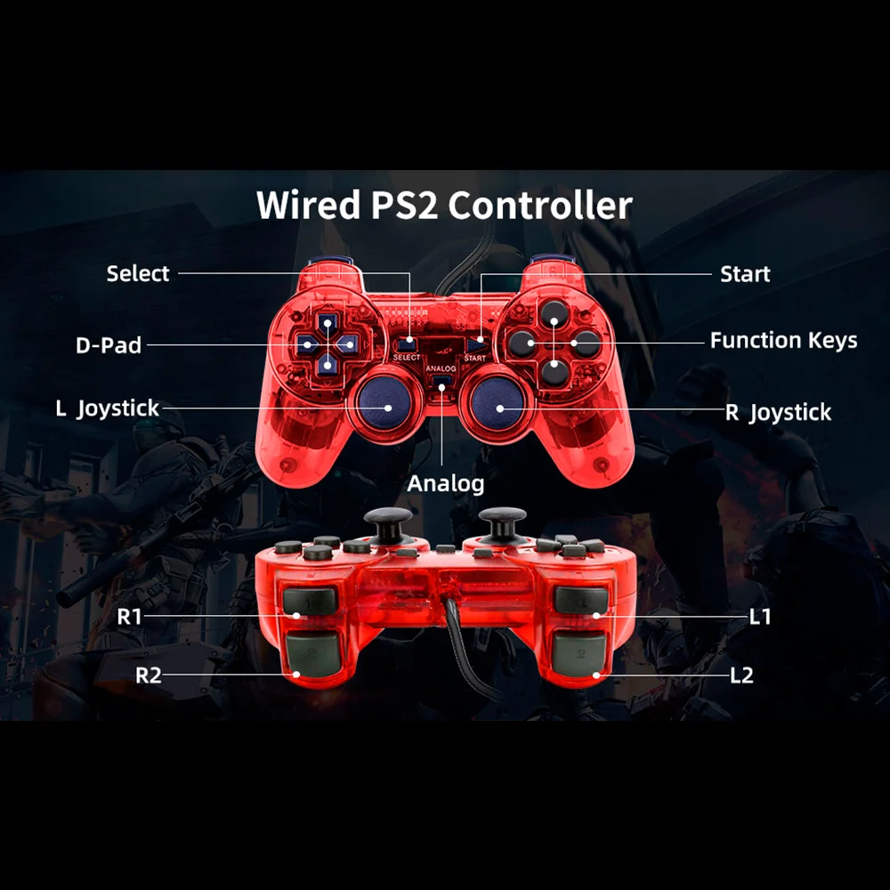 Controle Compatível Com Ps2 Doubleshock  Transparente