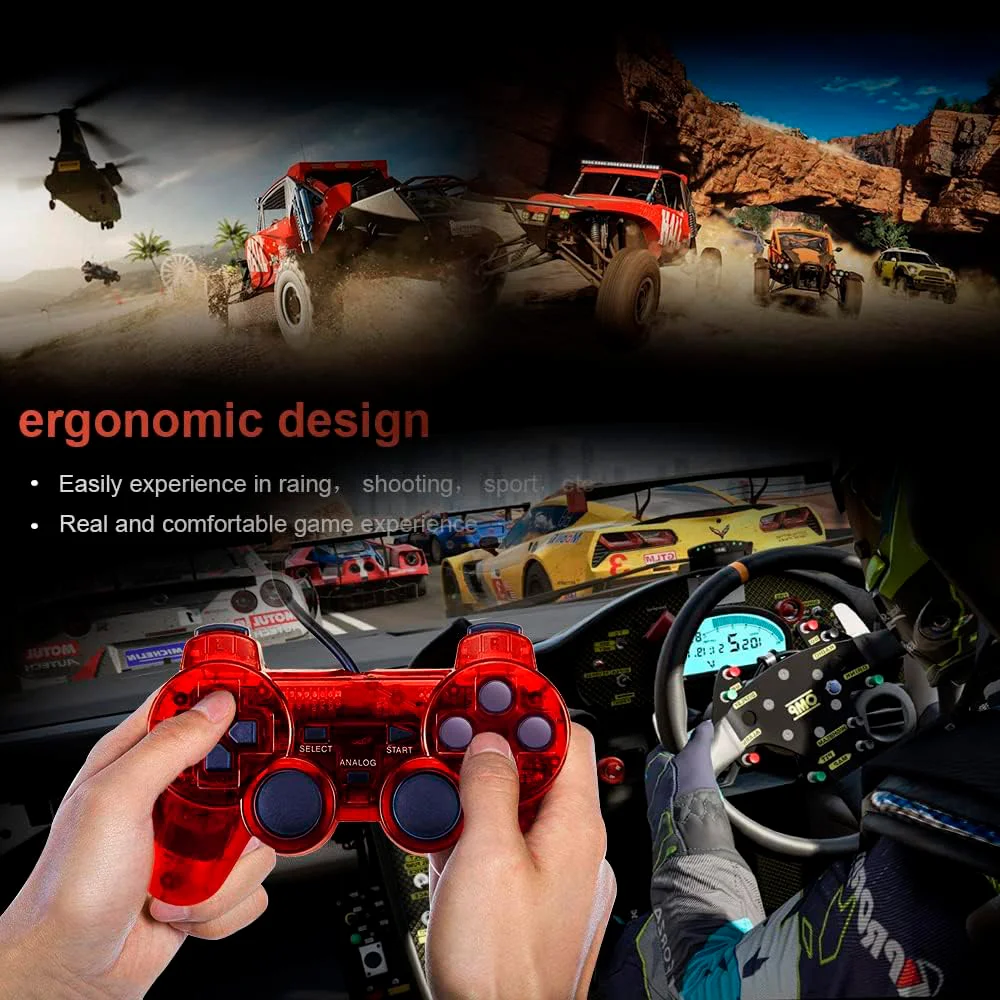 Controle Compatível Com Ps2 Doubleshock  Transparente