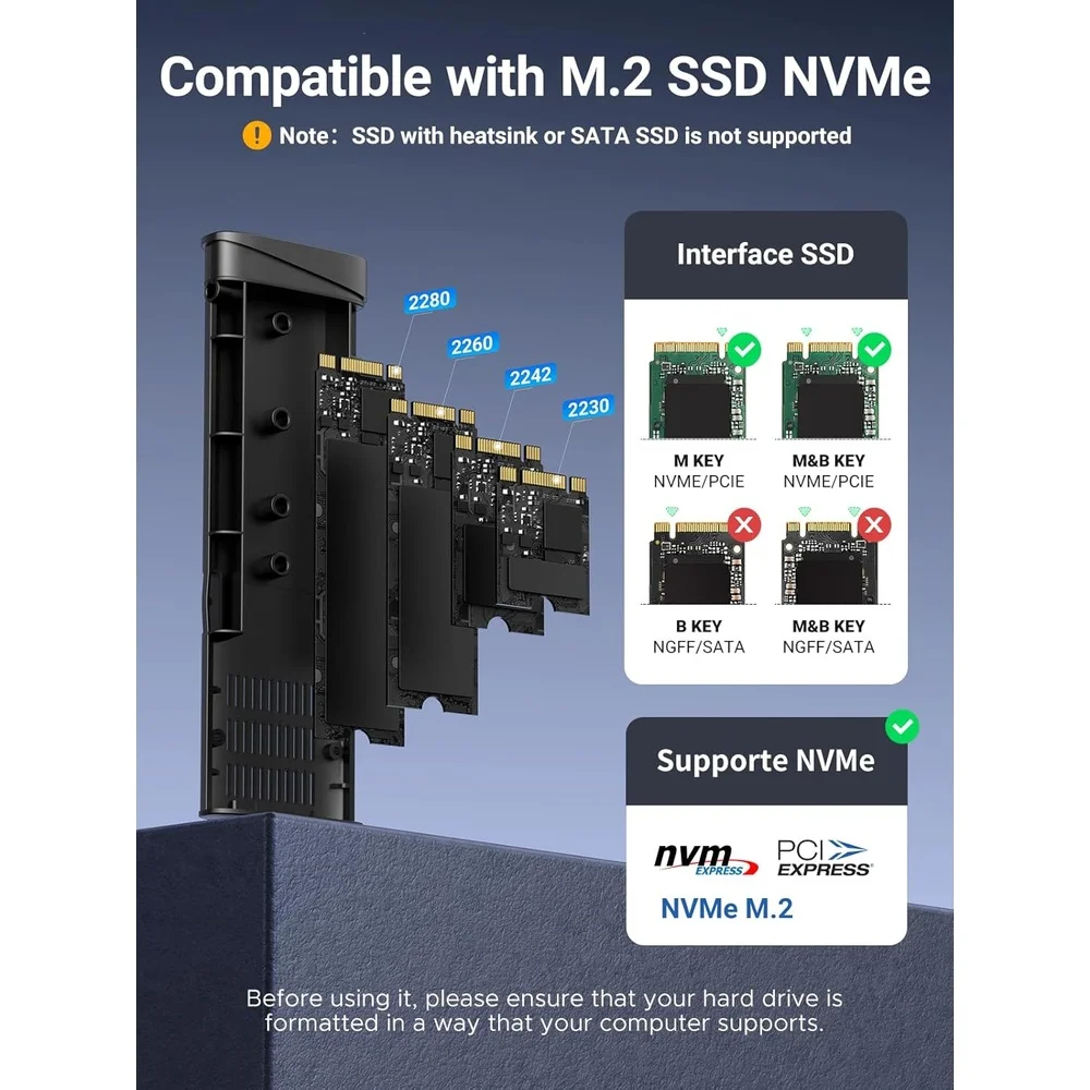 Gabinete Externo SSD M.2 Nvme Ugreen Usb3.2 10gbps Cabo Usbc