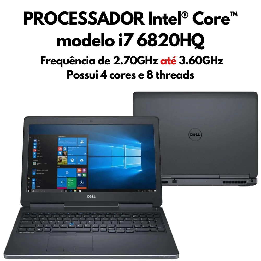 Usado - Notebook Dell Precision 7520 Core i7 SSD 512gb 16gb Video Dedocado Nvidia M2000m 4gb - view 4