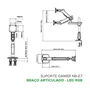 Suporte North Bayou Gamer LED Nb E7 Braço Articulado 32 A 60