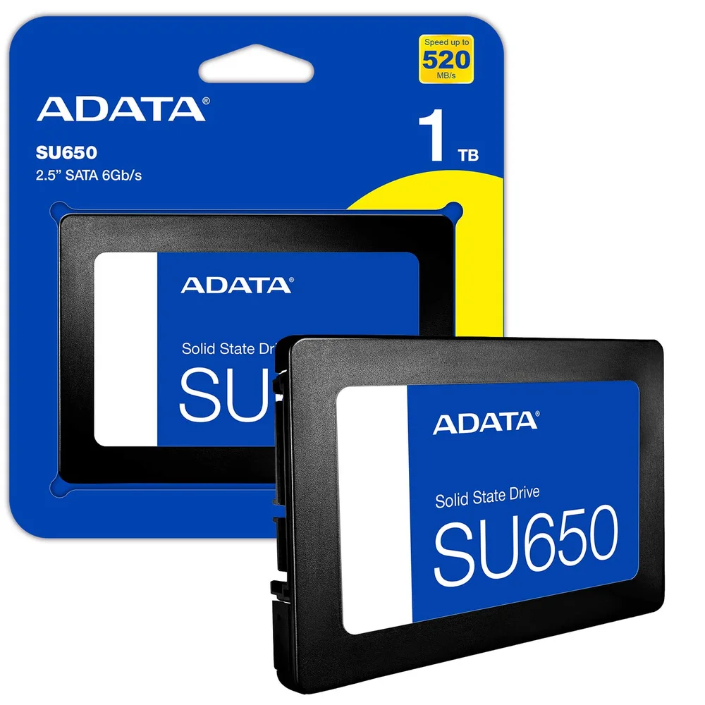 SSD Adata Ultimate Su650 1TB, Sata Iii 6gb/s, 2,5", Leitura Até 520mb/s, Gravação Até 450mb/s - Asu650ss-1tt-r SSD Adata Ultimate Su650 1TB, Sata Iii 6gb/s, 2,5", Leitura Até 520mb/s, Gravação Até 450mb/s - Asu650ss-1tt-r
