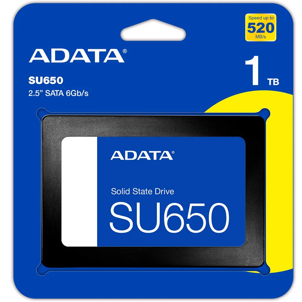 SSD Adata Ultimate Su650 1TB, Sata Iii 6gb/s, 2,5", Leitura Até 520mb/s, Gravação Até 450mb/s - Asu650ss-1tt-r SSD Adata Ultimate Su650 1TB, Sata Iii 6gb/s, 2,5", Leitura Até 520mb/s, Gravação Até 450mb/s - Asu650ss-1tt-r