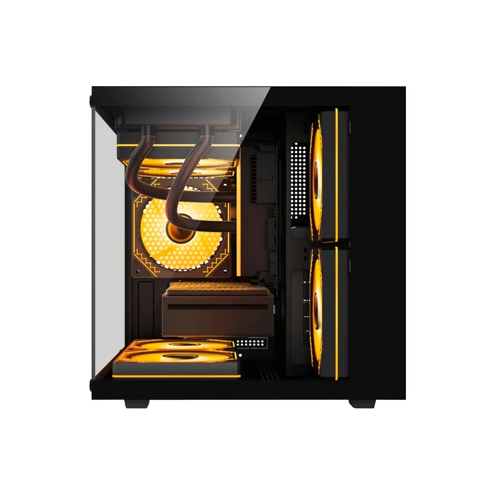 Gabinete Gamer Duex Aquario, Mid-tower, Lateral E Frontal De Vidro, Preto, Sem Fans - Dxga325bk