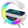 Luminária G Mesa Quarto Com Despertador E Tecnologia LED RGB Speaker Caixa De Som Bluetooth E Carregador Por Indução Sem Fio Combinação Perfeita