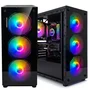 GABINETE GAMER PRETO MID TOWER COM 4 FANS RGB RAIBOW ATX MICRO ATX VIDRO FRONTAL E LATERAL
