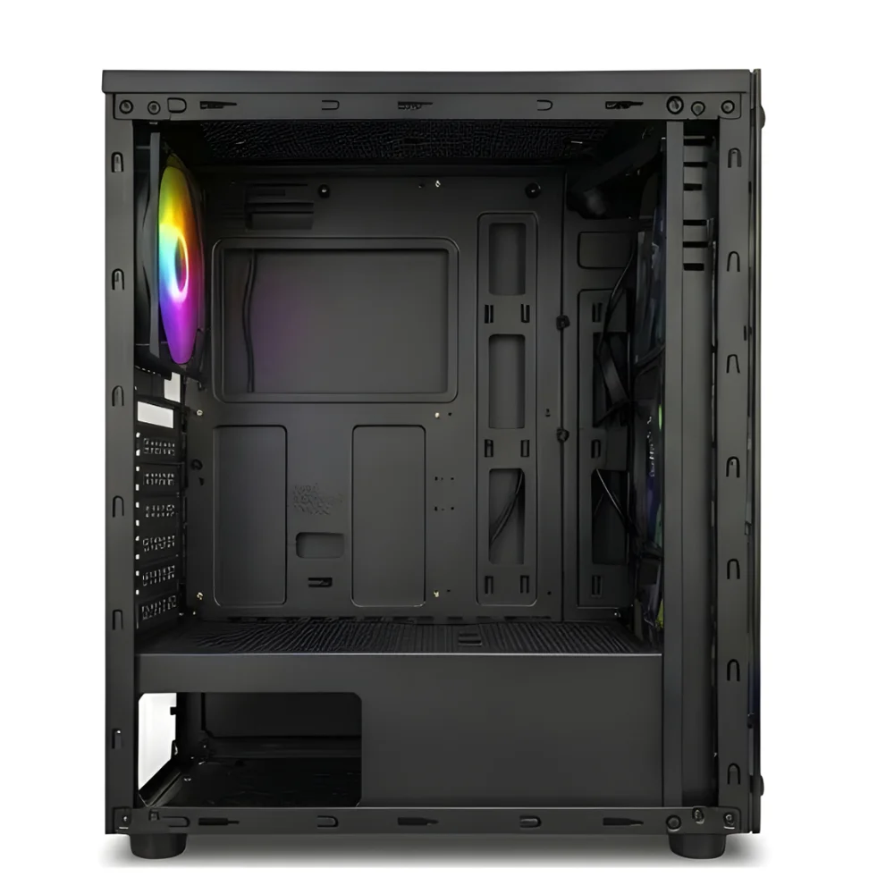 GABINETE GAMER PRETO MID TOWER COM 4 FANS RGB RAIBOW ATX MICRO ATX VIDRO FRONTAL E LATERAL